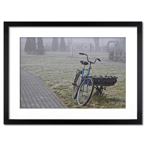 Fine art photography Bicycle in the fog Wall decor Nature picture Canvas paper print High quality interior decor 8x12 12x18 16x24 24x36