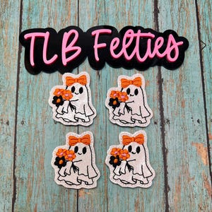 Floral Ghost Felties | Cute Halloween Felt Embellishments | Planner Clips, Hair Bows, Scrapbooking, Badge Reels, Hair Clippies, Felties