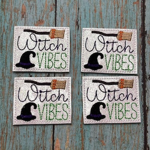 Glitter Witch Vibes Felties, Witch Vibes Felties, Halloween Felties, Felties, wholesale Felties, Badge Reel Covers, Planner clips, Cozies