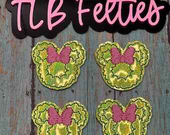 Green Mouse Wreath Felties, Badge Reel Covers, Planner Clips