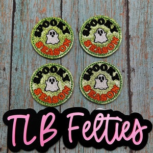Green Glitter Spooky Season Felties, Spooky Season Felties, Halloween Felties, Wholesale Felties, Badge Reel Covers, Planner clips, Cozies
