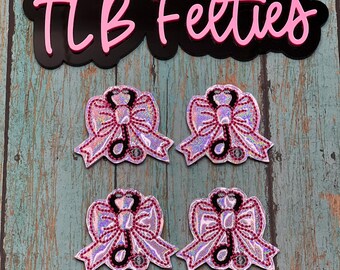 Pink Sparkly Bow Stethoscope Felties, Badge Reel Covers (Set of 4)