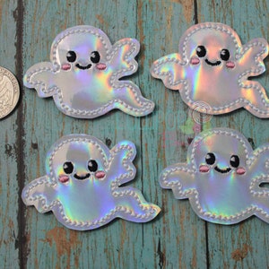 Silver Halo Ghost Felties, Halo Ghost Felties, Ghost Felties Halloween Felties, Felties, Wholesale Felties, Badge Reel Covers, Planner Clips