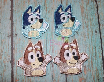 Felties de perro con purpurina, cubiertas para carretes de insignias, centros de lazos para el cabello