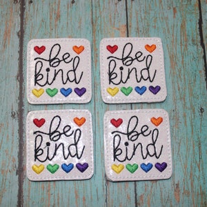 Glitter Be Kind Rainbow Heart Felties, Be Kind Felties, Felties, Wholesale Felties, Vinyl Felties, Badge Reel Covers, Coffee Cozies, Clips