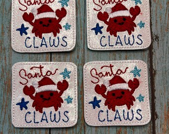 Glitter Santa Claws Crab Felties, Badge Reel Covers, Planner Clips, Set of 4