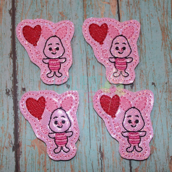 Sparkly Pink Pig Heart Felties, Pink Pig Heart Felties, Pig Felties, Felties, Wholesale Felties, Badge Reel Covers, Planner Clips, Cozies