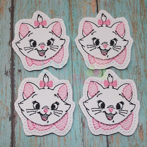 Vinyl White Cat Felties, DIY Craft Embellishments (Set of 4)
