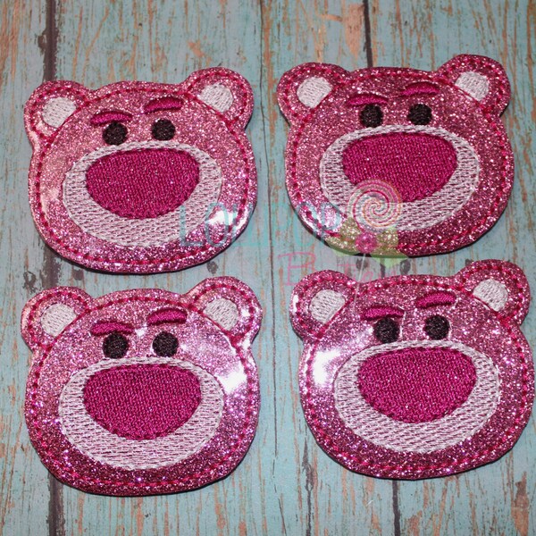 Pink Glitter Bear Felties, Pink Bear Felties, Bear Felties, Felties, Wholesale felties, planner clips, badge reel covers, coffee cozies