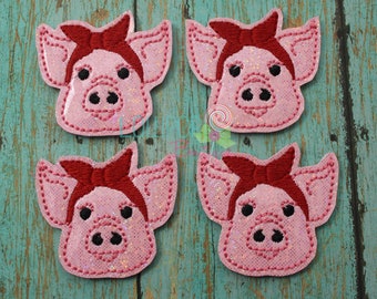 Pink Sparkly Pig Felties, Bandana Embellishments