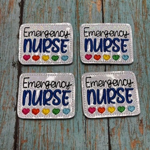 Sparkly Emergency Nurse Felties, Emergency Nurse Felties, Nurse Felties, Medical Felties, Badge reel covers, planner clips, cozies, felties