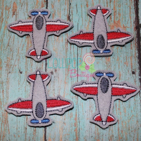 Airplane Felties, Transportation Feltie, Felties, Wholesale Felties, Felt Applique, Felt Embellishment, Badge Reel cover, Clippies, Set of 4