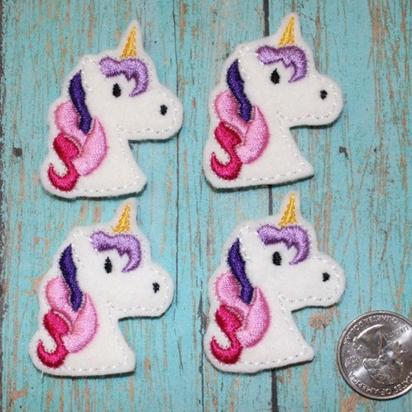 Unicorn Felties - Unicorn Felt Embellishments - Unicorn Felt Pieces - Set of 4