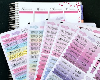 Choose Your Word, Or get College and School Stickers, NEW COLORS, 95 Planner Stickers, Sticker Flags, Fits all Planners, 2 Sizes available