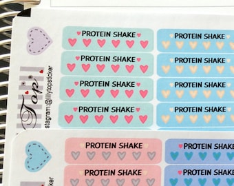 Protein Shake Tracker, Pastel Colors, Shake or Protein , Fits all common Planners, Kiss Cut, Organizing Stickers