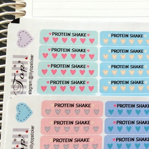 Protein Shake Tracker, Pastel Colors, Shake or Protein , Fits all common Planners, Kiss Cut, Organizing Stickers