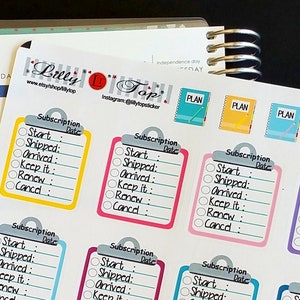 Subscription Stickers, Fits all planners, Planner Stickers, Keep Track of all your Subscriptions, Fits all common Planners, Kiss Cut