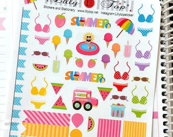 Summer Stickers, Fits all common Planners, Kiss Cut, Organizing Stickers