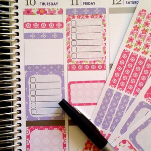 Flower, Full; Half and Header/Note StickerFits Erin Condren, Planner Stickers, , Kiss Cut, Calender Stickers, Life Planner Stickers