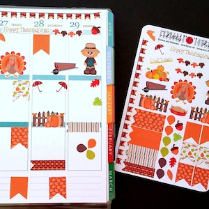 Thanksgiving, Fall, Fits all common Planners, Kiss Cut, Organizing Stickers