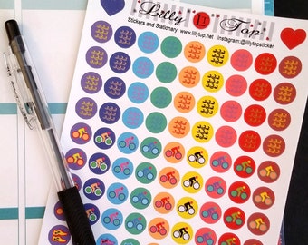 110 Triathlon Stickers, Bike, Run, Swim, Training Tracker, Sport, Planner Stickers, Fits all common Planners, Kiss Cut, Organizing Stickers
