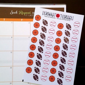 50 Stickers, Football, Baseball, Basketball, Planner Stickers, Calendar Stickers, Scrapbooking, Journaling