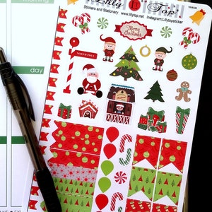 Christmas Stickers, Fits all common Planners, Kiss Cut, Organizing Stickers