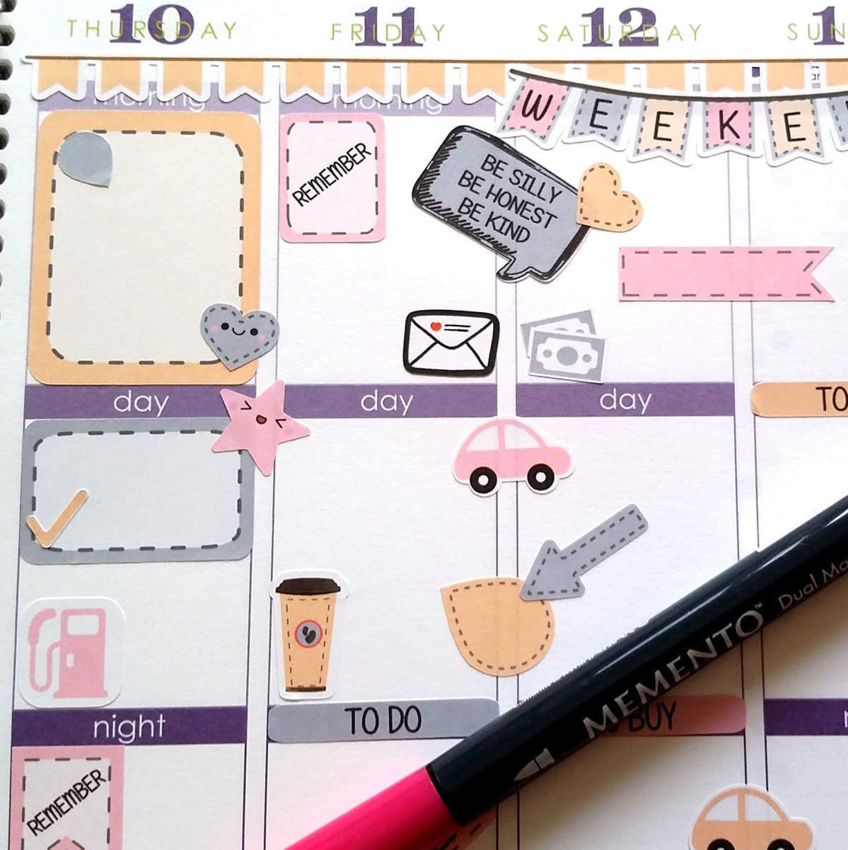 Organizing Stickers, Pastel, Fits all common Planners, Kiss Cut, Orga…