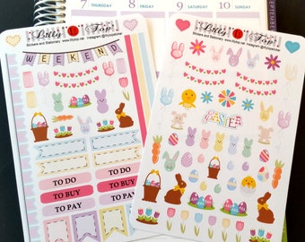 Easter Set, Pastel Colors, Stickers, Fits all common Planners, Kiss Cut, Organizing Stickers