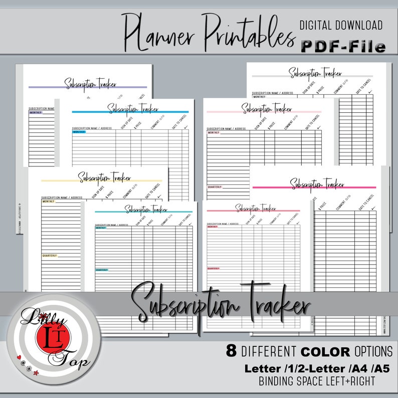 Subscription Tracker, Pdf-file, Never Miss a Cancellation Date Again ...