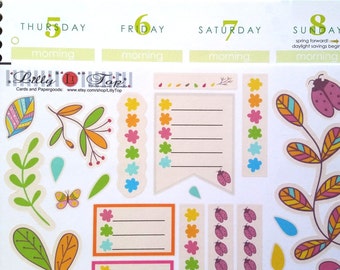 62 Planner Stickers, Flowers, Calendar Stickers, Fits all common Planners, Kiss Cut, Organizing Stickers
