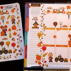 Fall Stickers, Fits all common Planners, Kiss Cut, Organizing Stickers