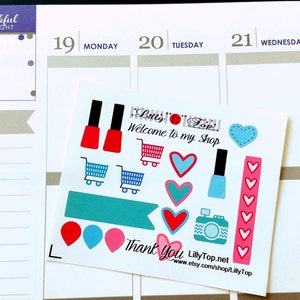 Lil Page,Shopping, Nail Polish,ADD ON for orders over 10.00, Fits all common Planners, Kiss Cut, Organizing Stickers