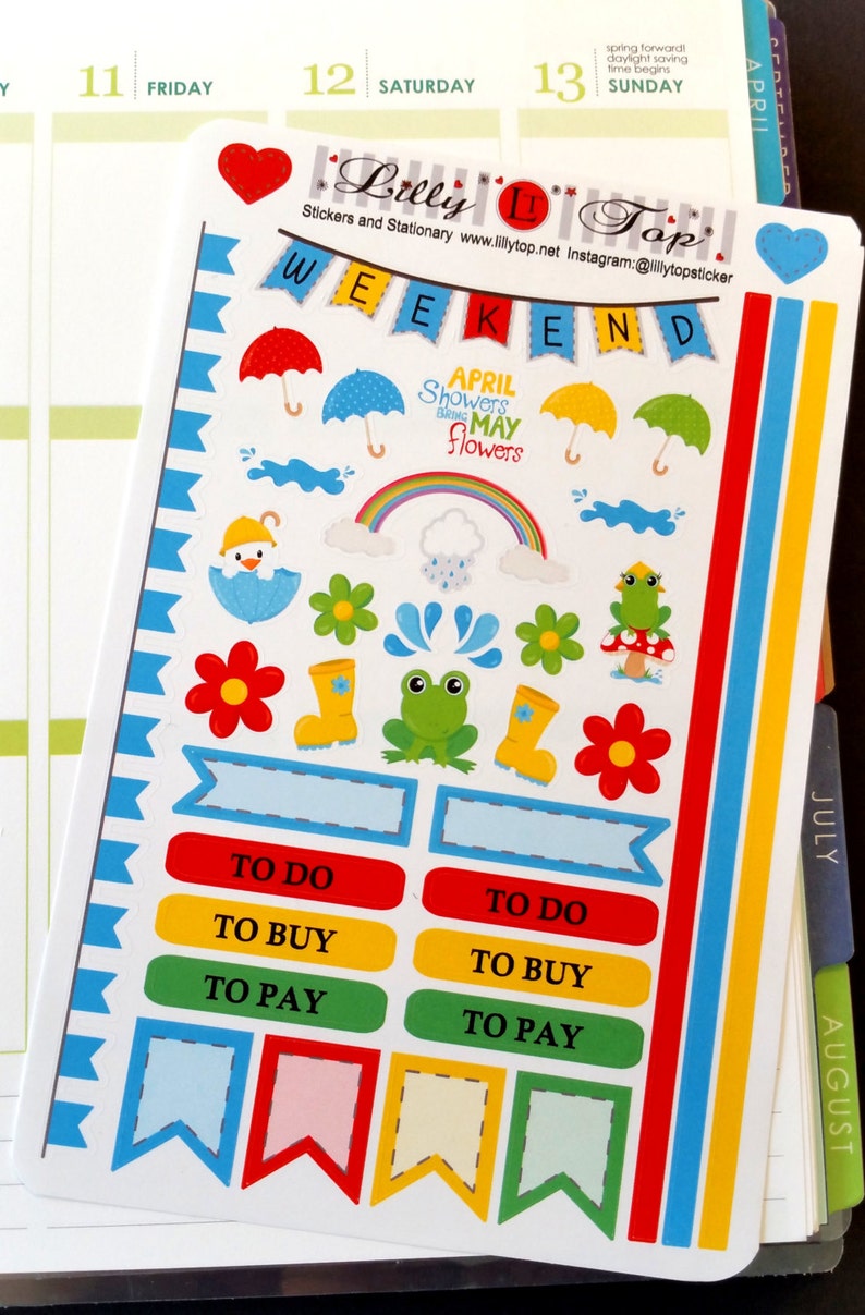Spring Set April Showers Rain Stickers Fits All Common | Etsy