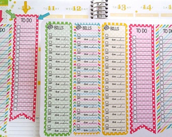 Bill Tracker, To Do List, Kiss Cut, Calendar Stickers, Fits all common Planners, Kiss Cut, Organizing Stickers