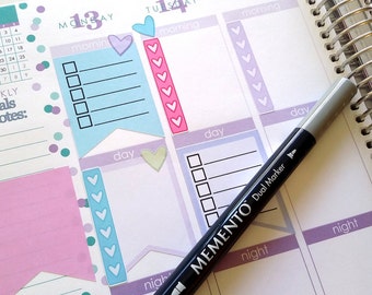 Full Flags, Check Marks, Hearts, Planner Stickers, Fits all common Planners, Kiss Cut, Organizing Stickers