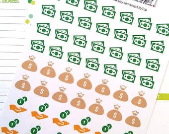 Money Stickers, F Fits all common Planners, Kiss Cut, Organizing Stickers