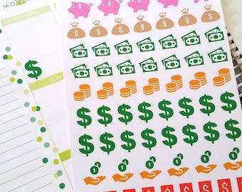 Money Stickers, Fits all common Planners, Kiss Cut, Organizing Stickers
