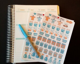 Pegatinas de limpieza, Colores pastel, Se adapta a todos los planificadores comunes, Corte de beso, Etiqueta adhesivas de organización