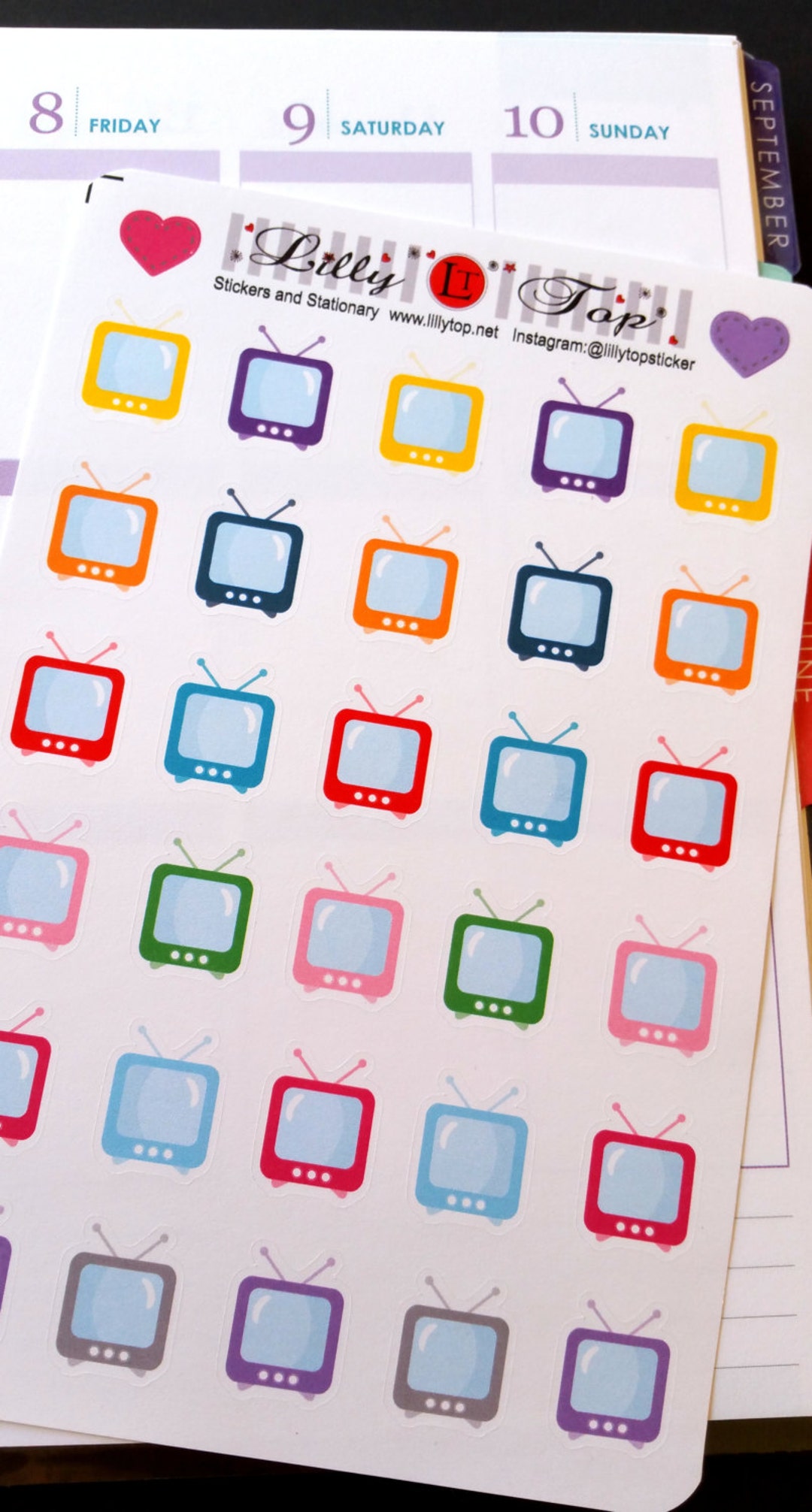 New, TV Stickers, Fits All Common Planners, Kiss Cut, Organizing ...
