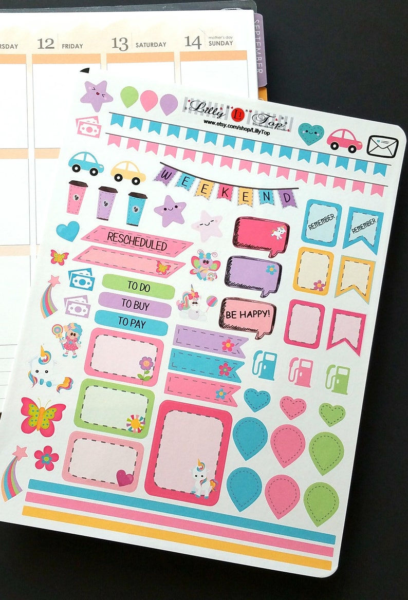 Sticker Sheet Bundle, Unicorns, Erin Condren® Life Planners® for All ...