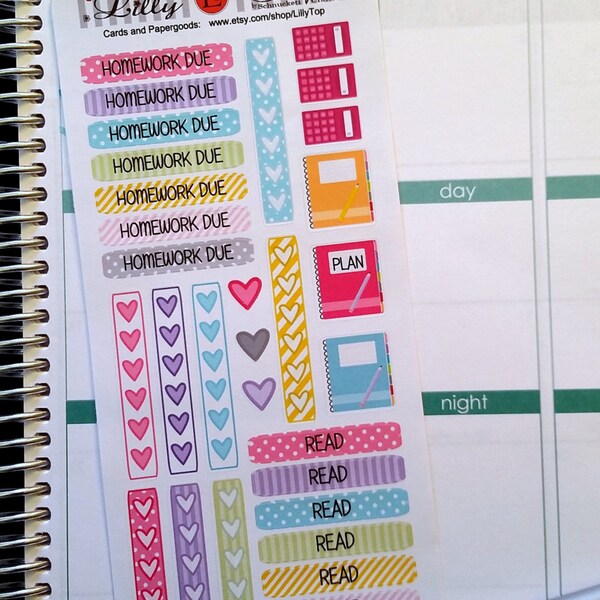 School, College, Organizing Stickers, Headers, Notebook, Planner Stickers, Fits all common Planners, Kiss Cut, Organizing Stickers