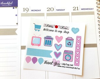Lil Page,  Cleaning, Purple, ADD ON for orders over 10.00, Fits all common Planners, Kiss Cut, Organizing Stickers