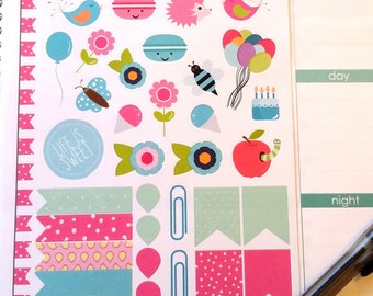 Spring Stickers, Fits all common Planners, Kiss Cut, Organizing Stickers