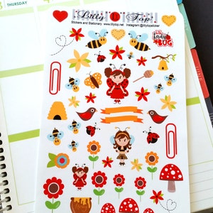 Bee Stickers, Summer Stickers, Fits all common Planners, Kiss Cut, Organizing Stickers