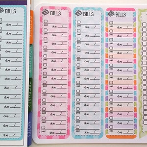 Bill Tracker, To Do List, Fits all common Planners, Kiss Cut, Organizing Stickers