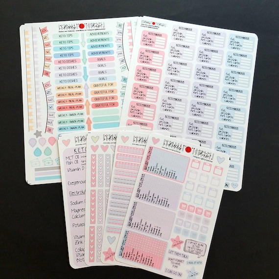 247 Keto Sticker Bundle, Macro Tracker, Keto Diet, Keto Meal Planner Stickers
