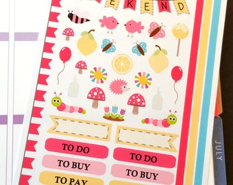 Summer, Lemon, Fits all common Planners, Kiss Cut, Organizing Stickers