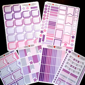 SALE, Organizing Stickers, Bundle, Purple, Chevron Stripes and Dots, Fits all common Planners, Kiss Cut, Organizing Stickers