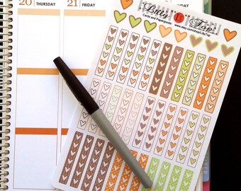 Heart Check Marks, Fall Colors, Full Box, Fits all common Planners, Kiss Cut, Organizing Stickers